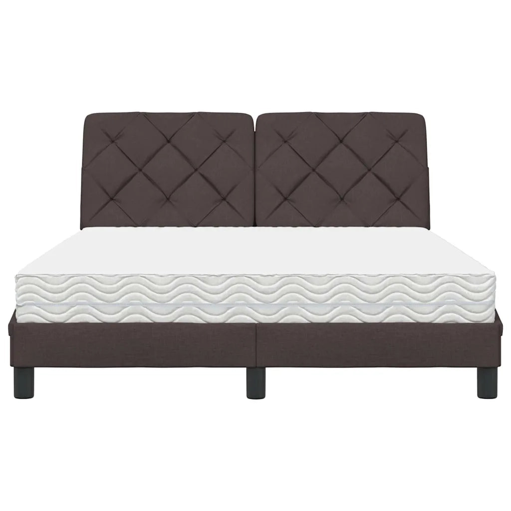 Letto con Materasso Marrone Scuro 140x190cm Tessuto 3310737