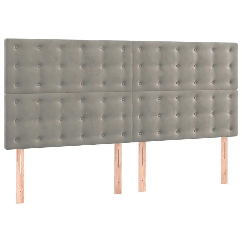 Giroletto a Molle con Materasso Grigio Chiaro 160x200cm Velluto