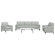 Set di Divani 3 pz con Cuscini e Rinforzi Grigio Chiaro Velluto