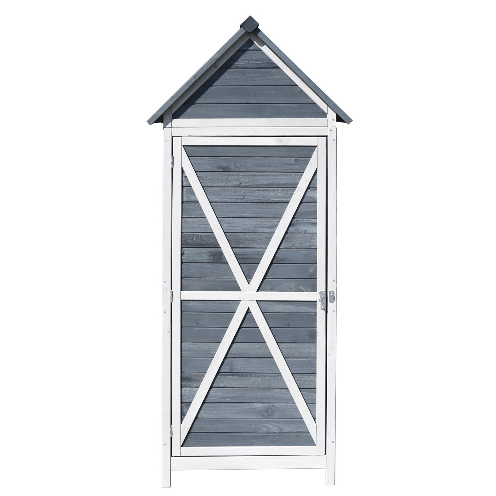Armadio da giardino in legno grigio 77x53x179 cm Con porta a battente e tetto isolato con bitume