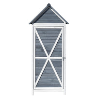 Armadio da giardino in legno grigio 77x53x179 cm Con porta a battente e tetto isolato con bitume