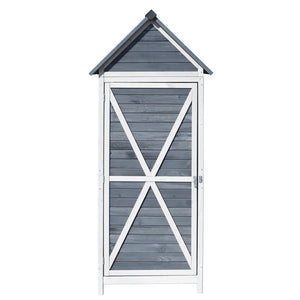 Armadio da giardino in legno grigio 77x53x179 cm Con porta a battente e tetto isolato con bitume