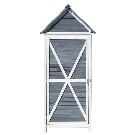 Armadio da giardino in legno grigio 77x53x179 cm Con porta a battente e tetto isolato con bitume