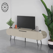 Mobile porta tv capsule con due ante a ribalta e ripiani laterali colore cashmere 195 cm
