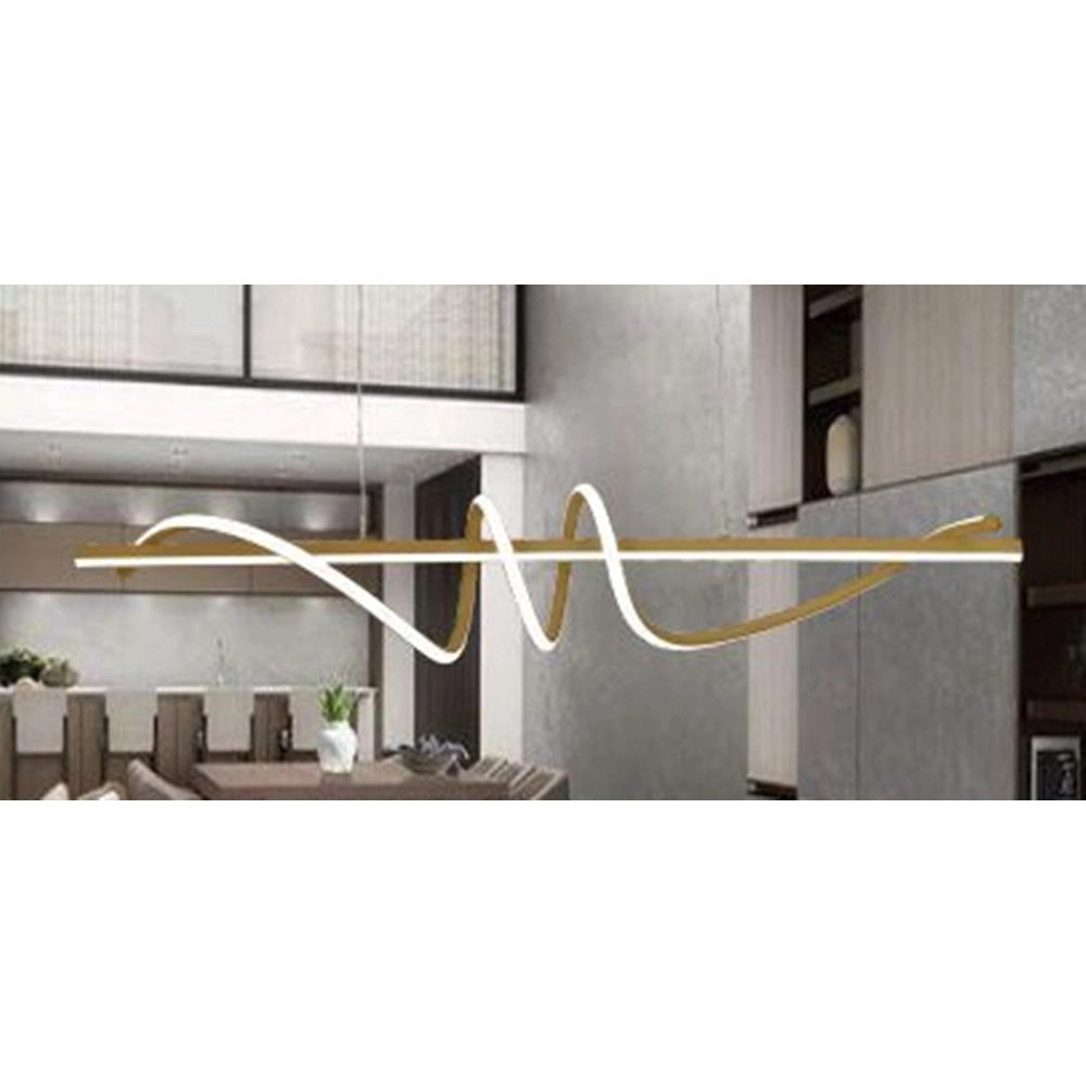 Trade Shop - Lampadario Sospeso Led 65w Oro Spirale Ondulato Vortice Orizzontale Luce 3000k-6500k 01158 -