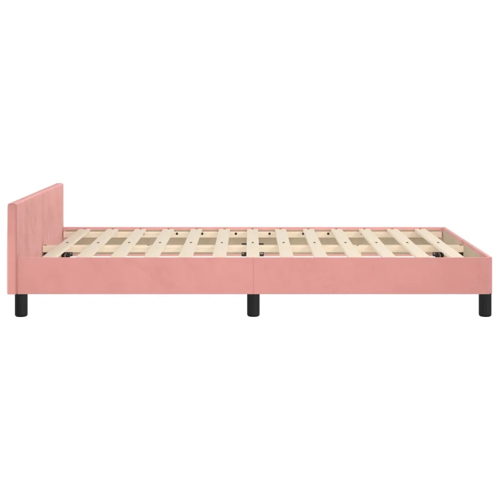 Giroletto con Testiera-Struttura Letto con testiera Rosa 120x200 cm in Velluto 244847