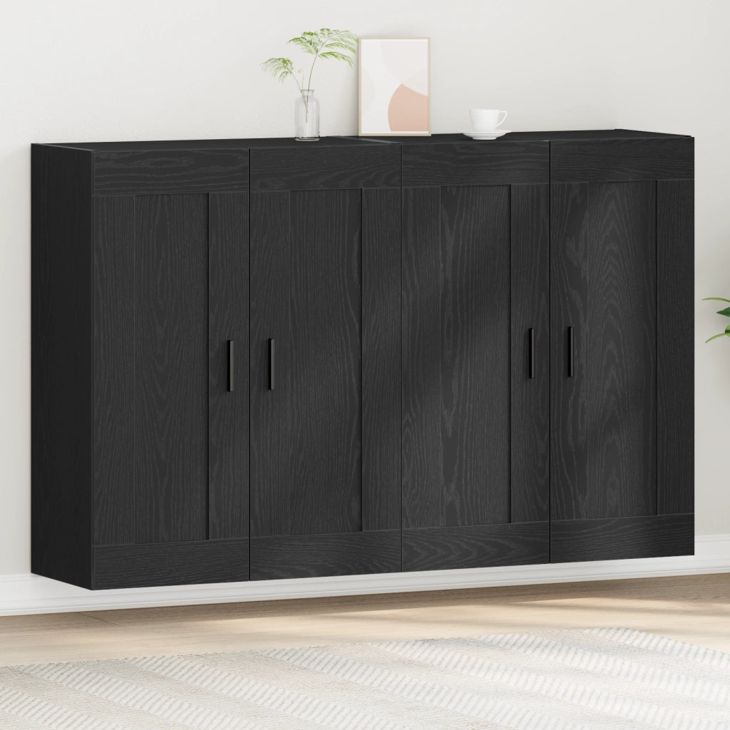 Armadi a Muro 2 pz Legno Ingegnerizzato Rovere Nero