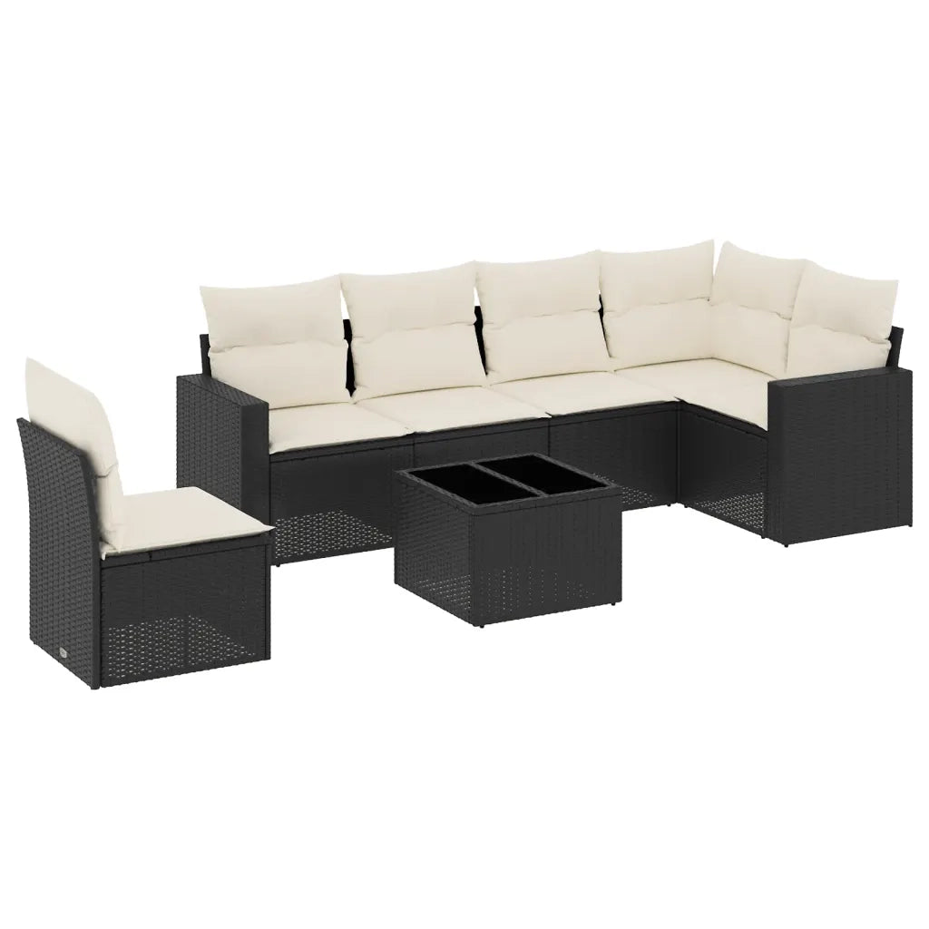 Set Divani da Giardino con Cuscini 7pz Nero Polyrattancod mxl 116138