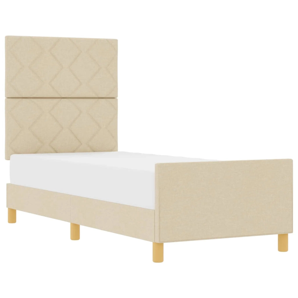 Struttura del letto con testiera Crema 80 x 200 cm Tessuto 3344765