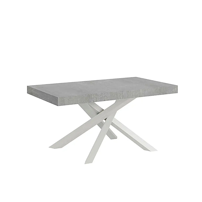 Tavolo allungabile 180/440x90 cm Volantis colore cemento gambe bianche
