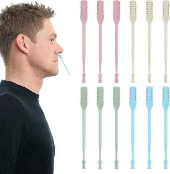 12 pezzi di trimmer per peli del naso - trimmer per peli del naso a doppia faccia - trimmer manuale rotativo a 360° con raccoglitore di peli - portatile - strumento per depilazione del naso.