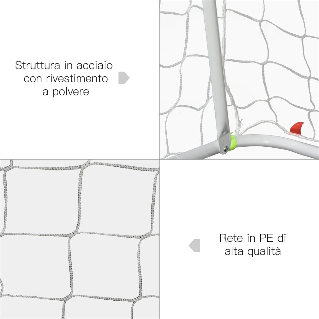 Porta da Calcio Portatile con Rete 186x62x123 cm  Bianca