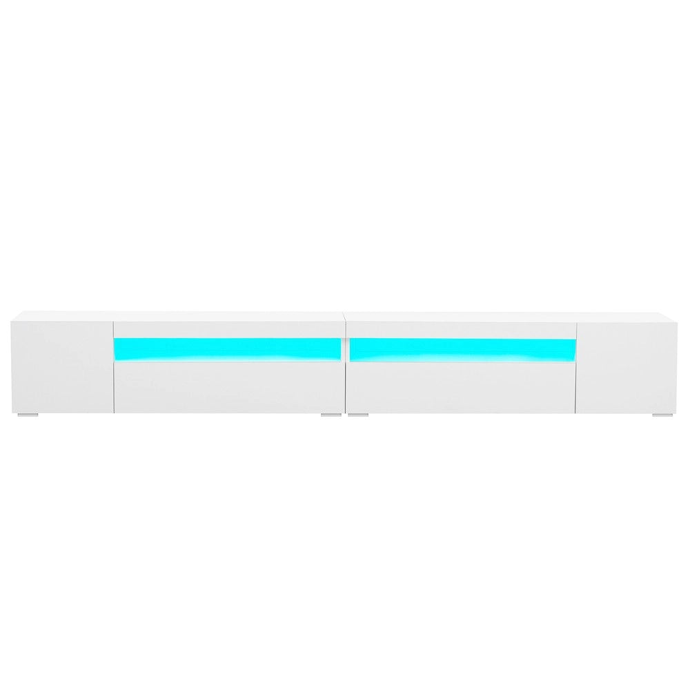 Mobile TV Bianco con LED ¨C Xylo ¨C Legno Lucido 240cm