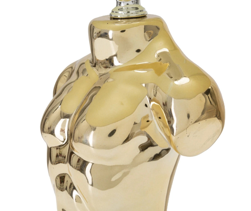Lampada da Comodino Glam Man 25x42,5x25 cm in Ceramica Oro