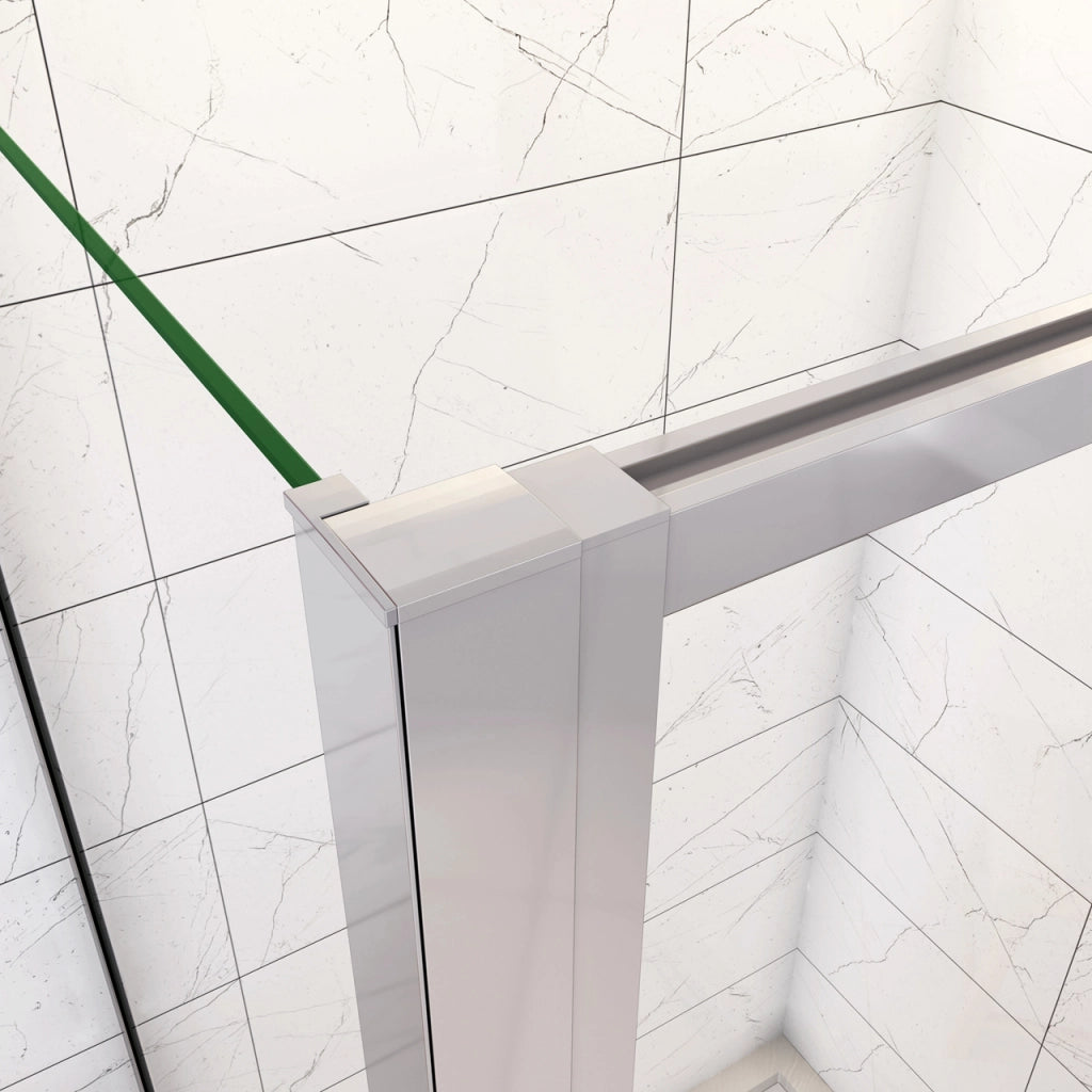 185cm Box Doccia Angolare Porta Girevole Battente con Parete Fissa 86x76cm in Vetro Temperato Trasparente 5 mm Profilo Cromo Lucido