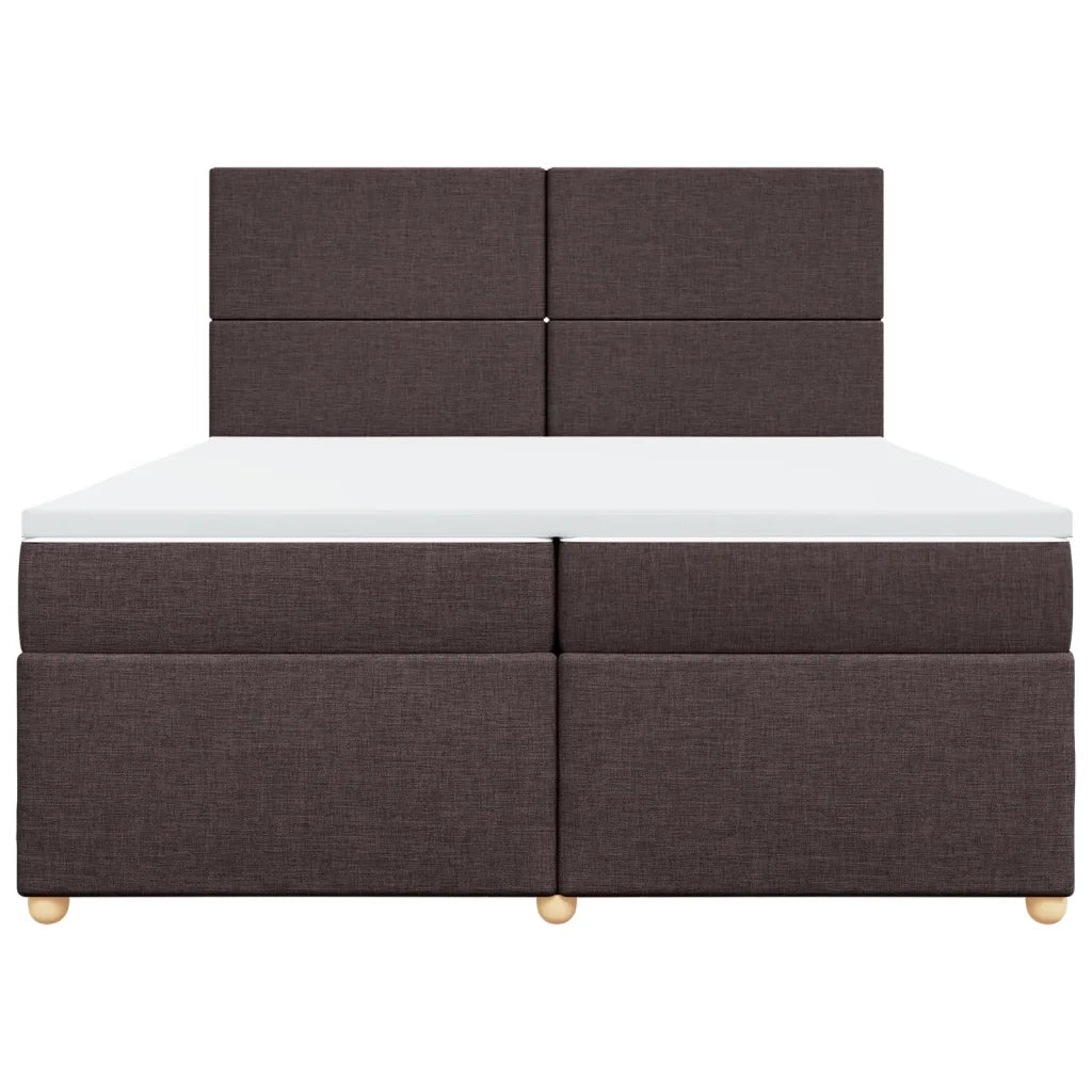 Giroletto a Molle con Materasso Marrone Scuro 200x200cm Tessuto