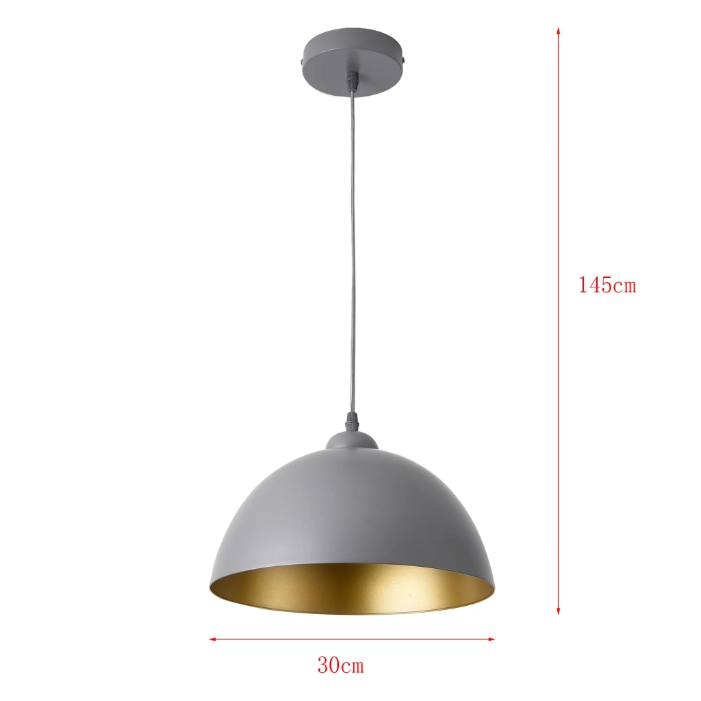 Set di 2 lampade a sospensione in metallo ad altezza regolabile diametro 30 cm grigio oro 03_0005762