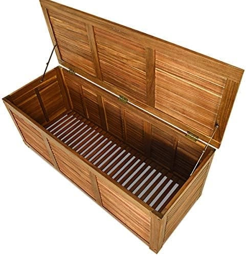Cassapanca Baule Legno da Giardino, Cassapanca Contenitore con Coperchio, Multibox Utilizzabile all’Interno e all‘Esterno, Portata di 160 kg, 120x45x45 cm