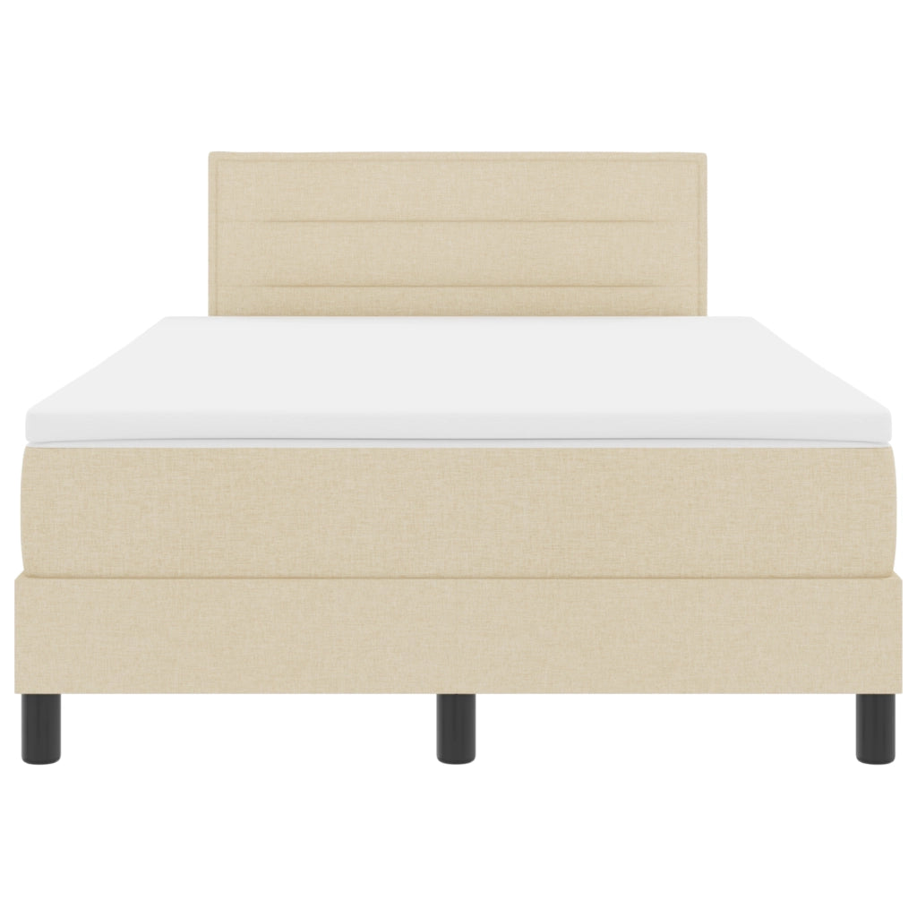Letto con Box Spring e Materasso & LED Crema 120x200 cm Tessuto