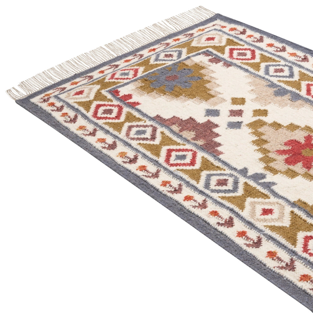 Tappeto di lana multicolore kilim a mano 80 x 300 cm soggiorno camera da letto