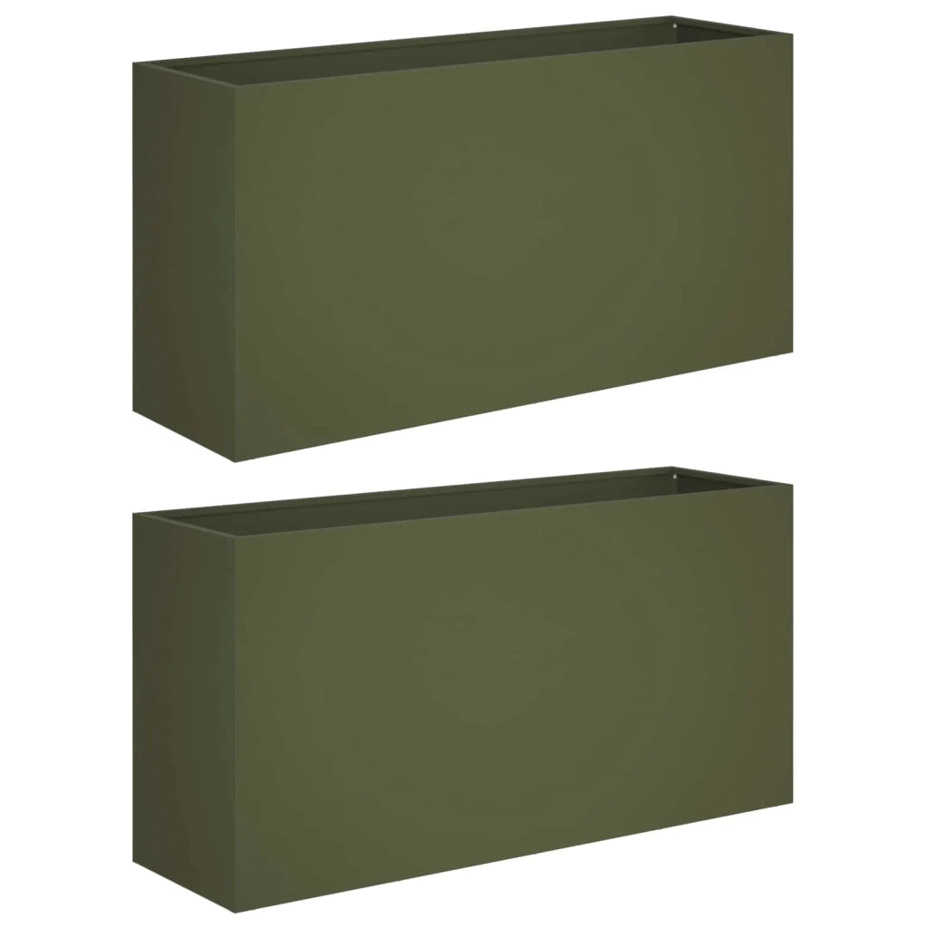 Vaso da giardino 2 pz Verde Oliva 100 x 30 x 50 cm 8005631