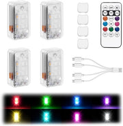 4 pezzi upgrade 500mah LED stroboscoop a batteria con telecomando, 8 colori impermeabile, illuminazione di emergenza ricaricabile, 11 LED ad alta luminosità, adatto per auto, motocicli, biciclette, drone e aeromobili