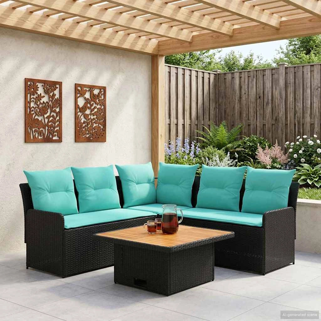 Set di Mobili 4 pz Nero e Turchese Rattan in PE 3422180