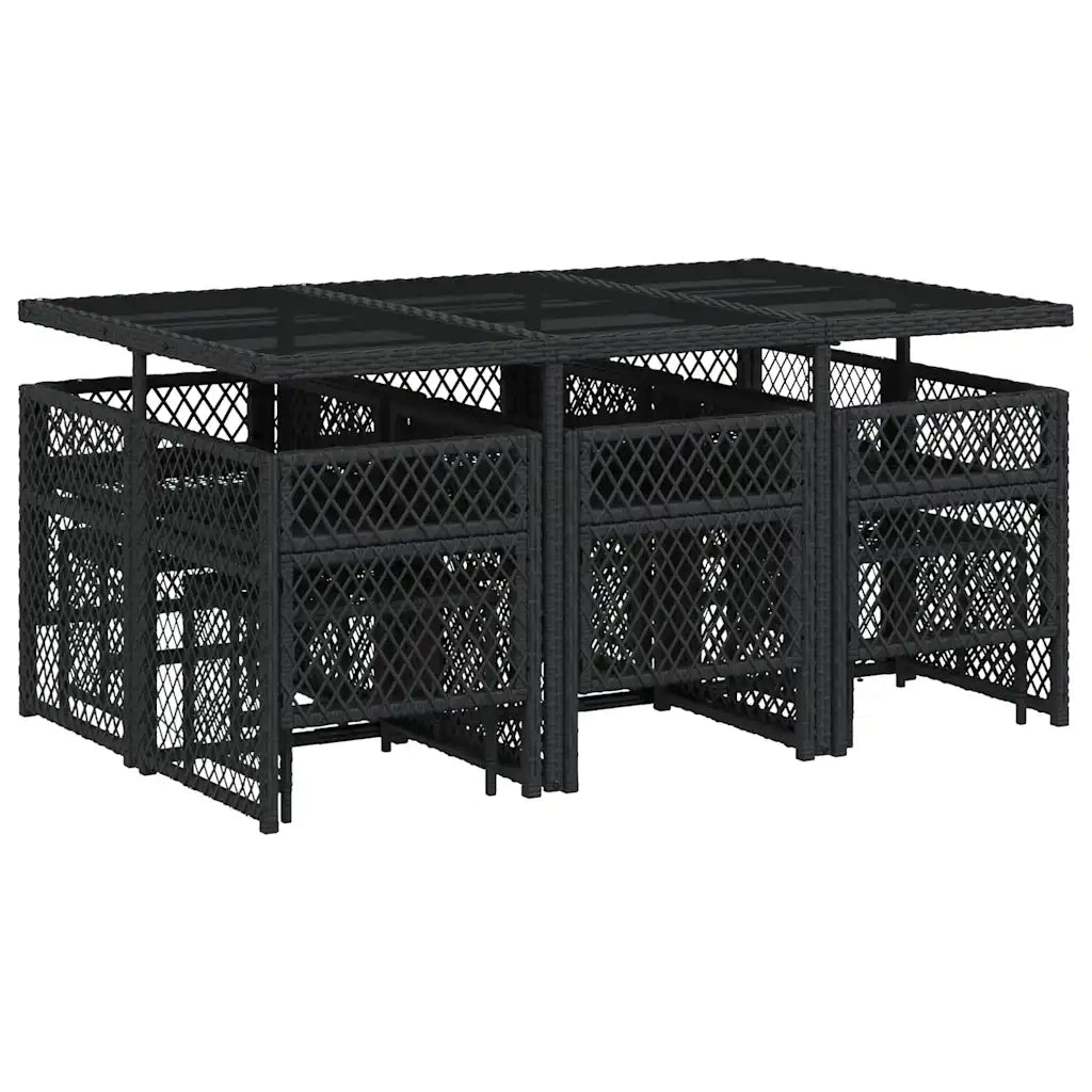vidaXL Set da Pranzo da Giardino 11 pz con Cuscini in Polyrattan Nero