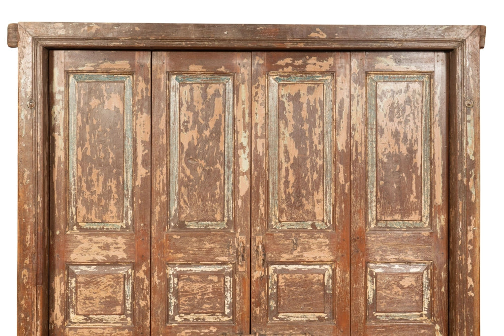 Biscottini Porta portone in legno massello e ferro da interno o da esterno vecchia e antica medievale scorrevole con telaio