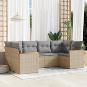 Set Divano da Giardino 6 pz con Cuscini Beige in Polyrattan 3258664