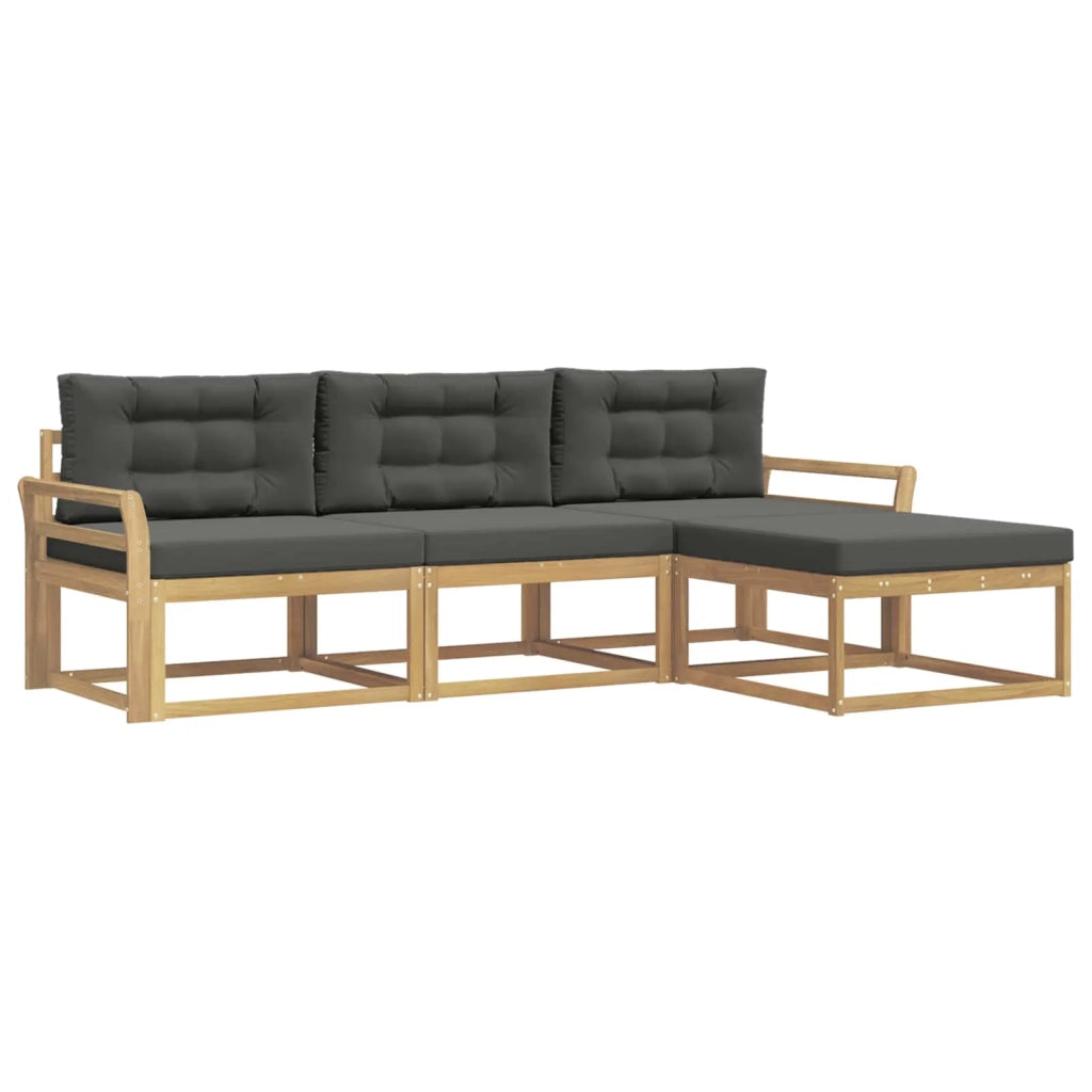 Set di divani da esterno 4 pz Bianco e Antracite Poliestere 3386271
