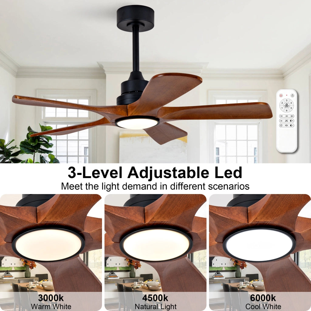 Ventilatore da soffitto Hyundai 42 pollici, 5 pale, illuminazione e telecomando, 6 velocit¨¤ reversibili, 3CCT dimmerabile, per patii e sale
