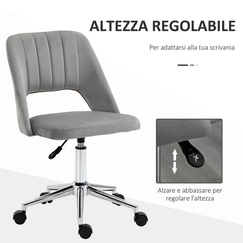 SEDIA DA UFFICIO IMBOTTITA ERGONOMICA GIREVOLE 49 X54 X 79-91 CM COLORE GRIGIO