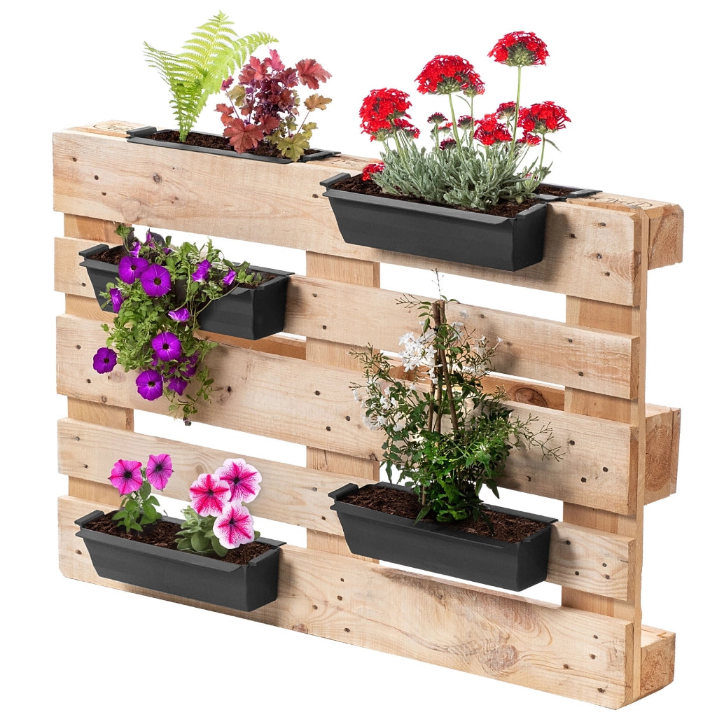 Vaso da fiori KADAX, vasi per Europallets, scatola da 40 cm, 12 pezzi