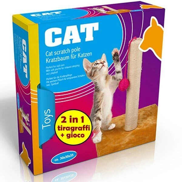 Tiragraffi Gatto Albero Tira Graffi Gioco Animali 30x30x35 cm Cat-Toys Pet