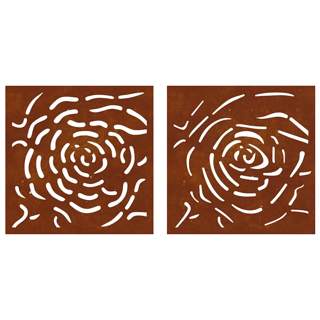 Decorazioni Muro Giardino 2 pz 55x55 cm Rosa in Acciaio Corten 824507