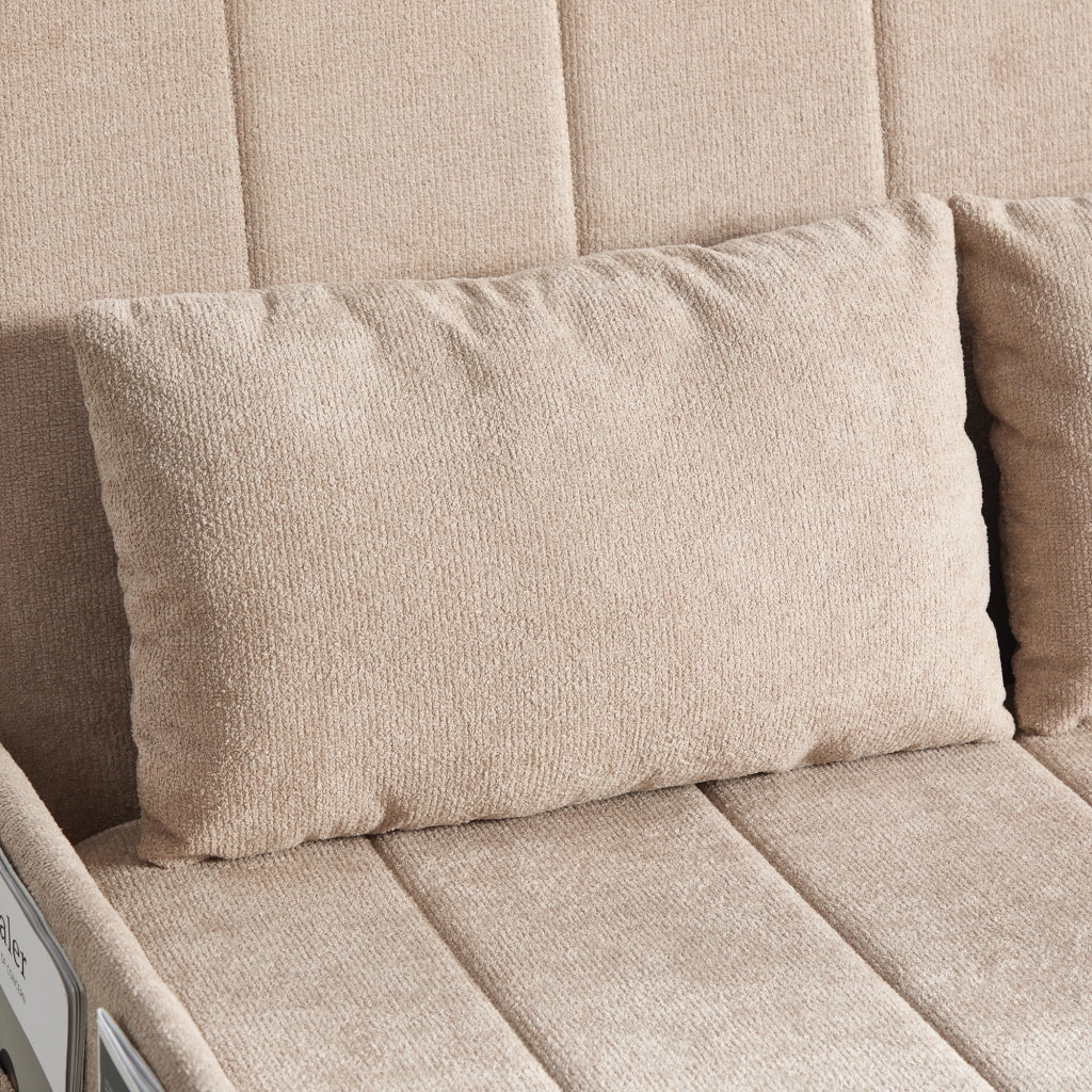 Divano letto 2 posti 104x85x92 cm trasformabile in letto in chenille khaki