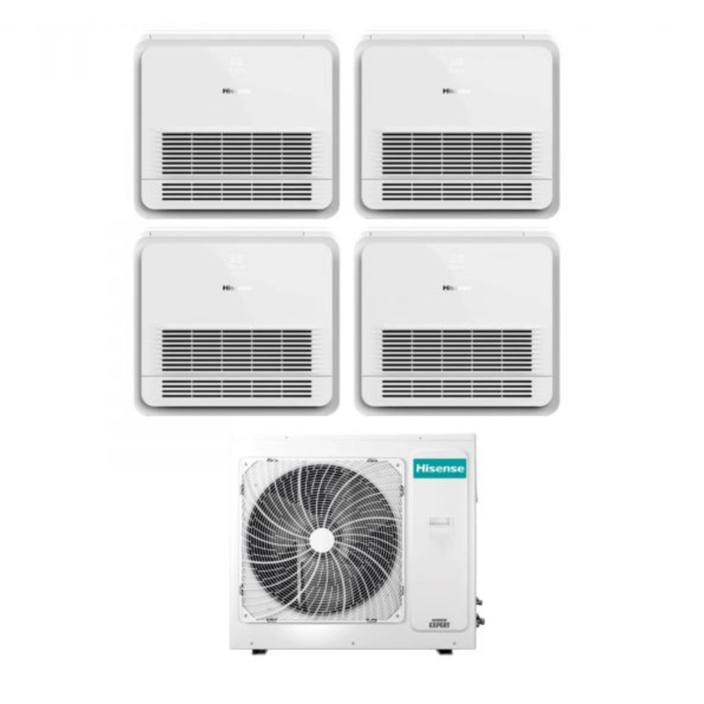 Climatizzatore Condizionatore Hisense Quadri Split Console 9+9+12+12 con 4AMW81U4RAA R-32 Wi-Fi Optional Con Telecomando di Serie 9000+9000+12000+12000 - Novità