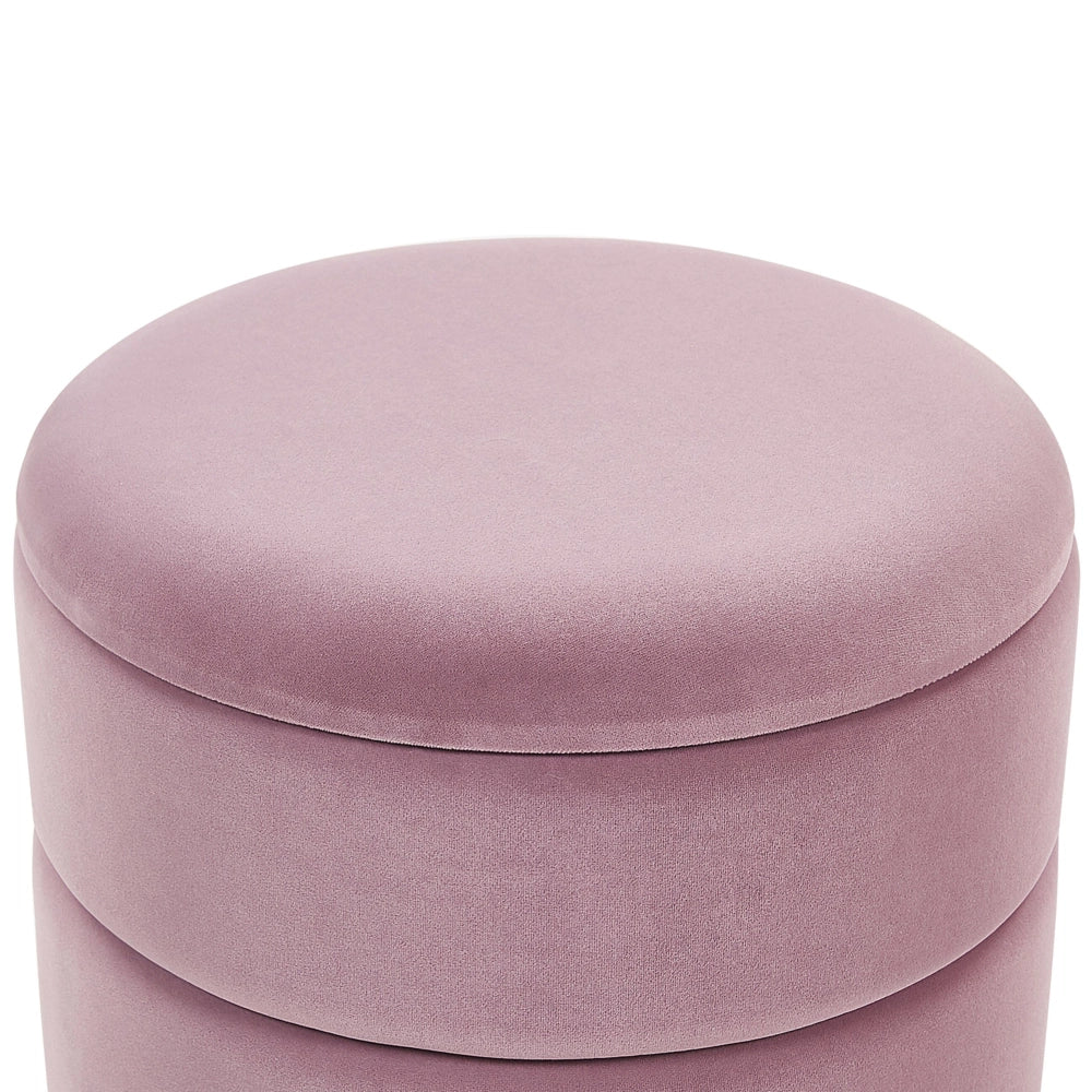 Pouf contenitore Rivestimento in velluto di poliestere rosa Base dorata Accessori per soggiorno dal design glamour