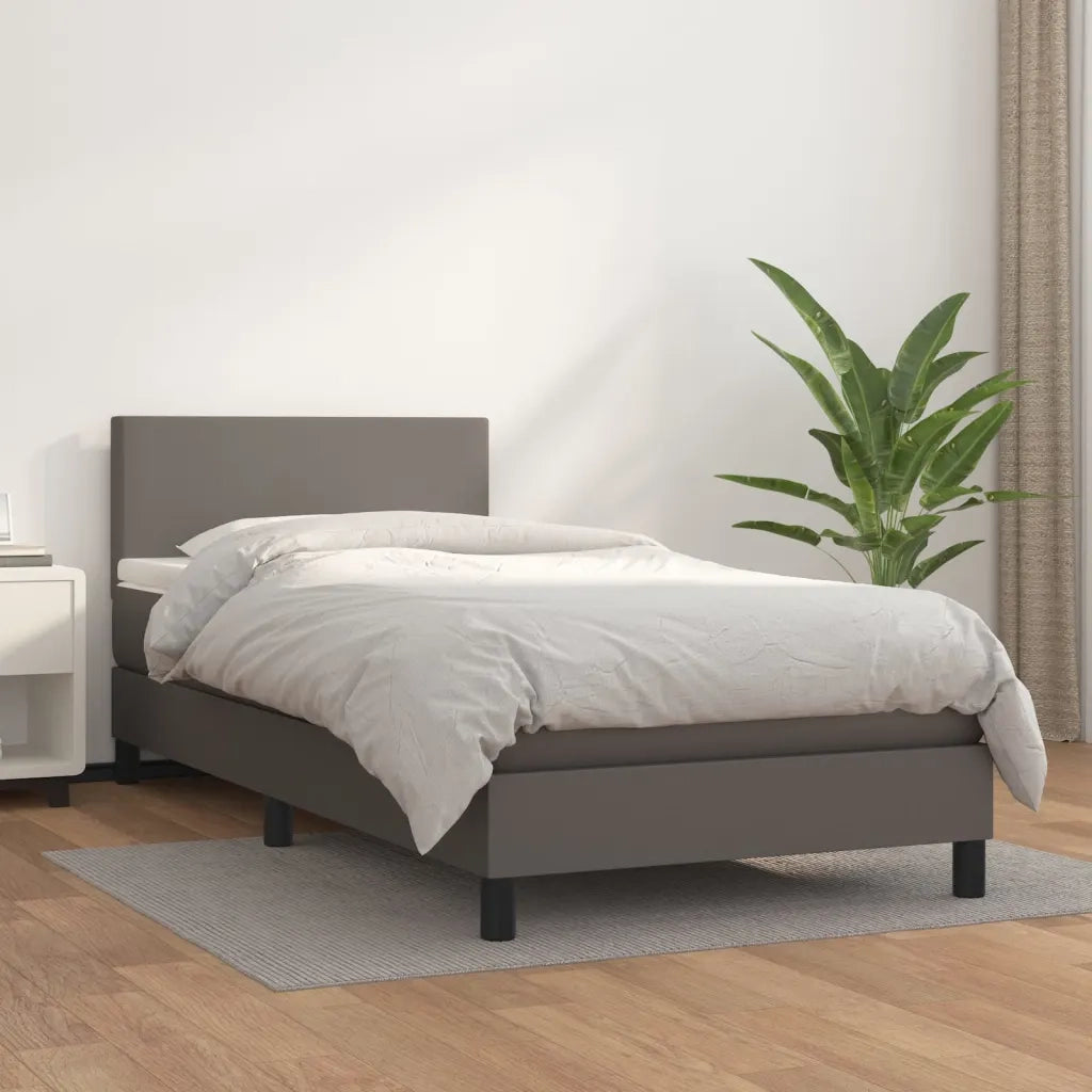Giroletto a Molle con Materasso-Struttura Letto Grgio 80x200 cm in Similpelle 203612