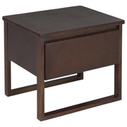 Comodino in Legno di Pino Marrone Scuro 50 x 41 cm con Cassetti e Finitura Oliata stile Contemporaneo