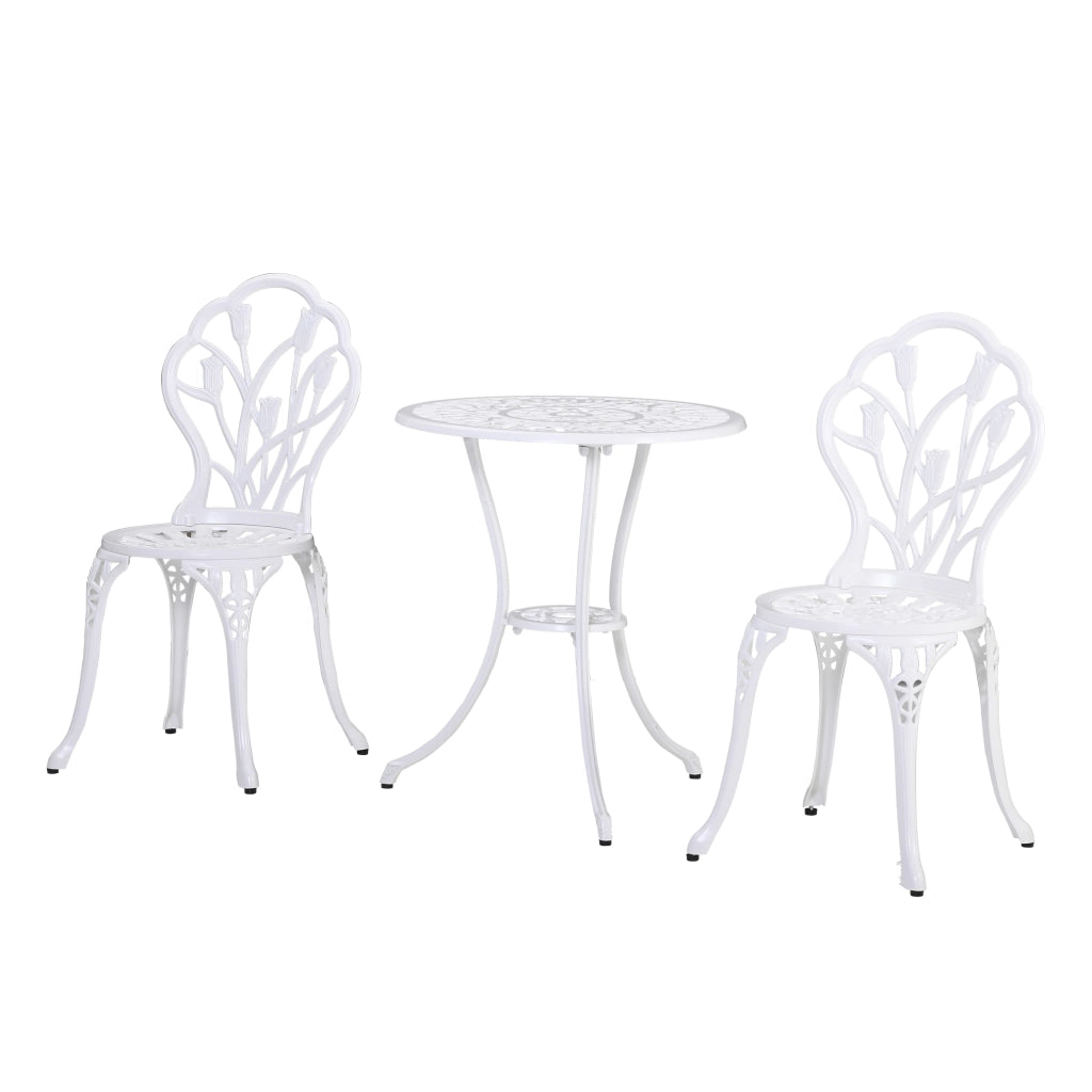 Set Giardino 2 Posti ¨C zephmum ¨C Divano 2 Sedie Tavolino Rotondo in Alluminio Bianco