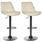 Set di 2 sedie da bar in pelle sintetica beige chiaro gambe in acciaio nero senza braccioli set da pranzo salotto soggiorno moderno