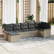 Set Divano da Giardino 7 pcs Grigio chiaro Poly Rattan