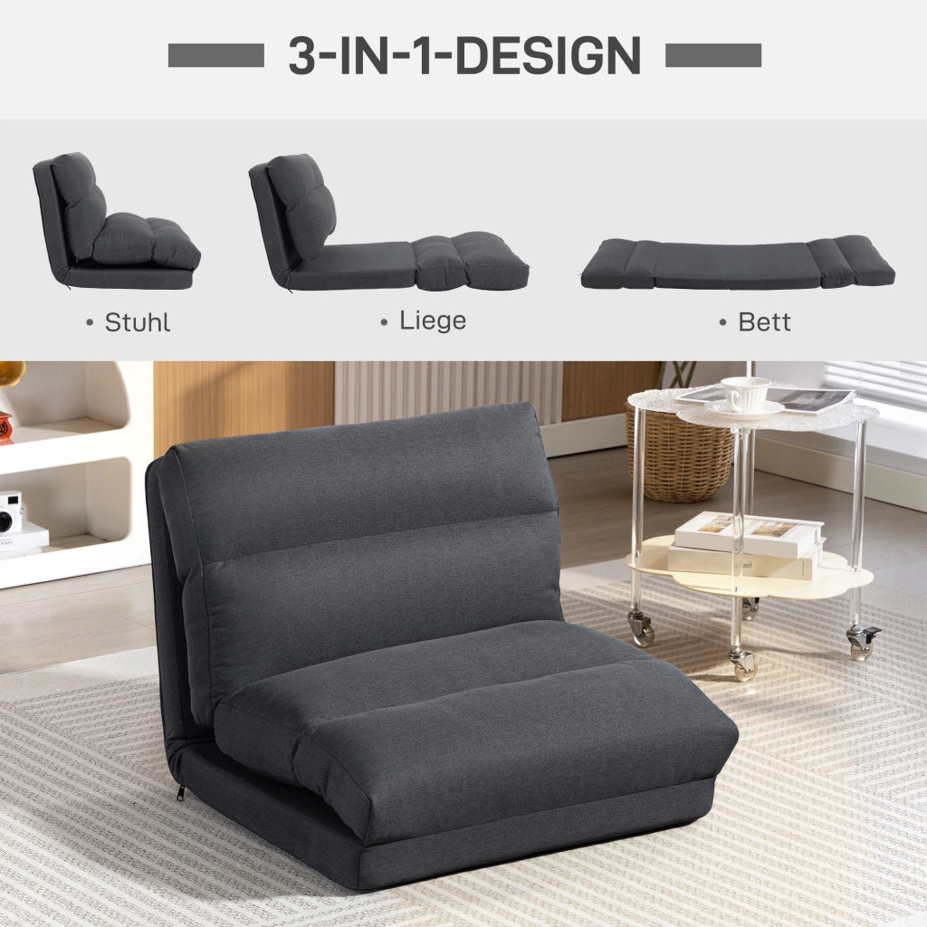 Pouf letto reclinabile pieghevole ¨C zephmum ¨C grigio scuro 70x72x56 cm