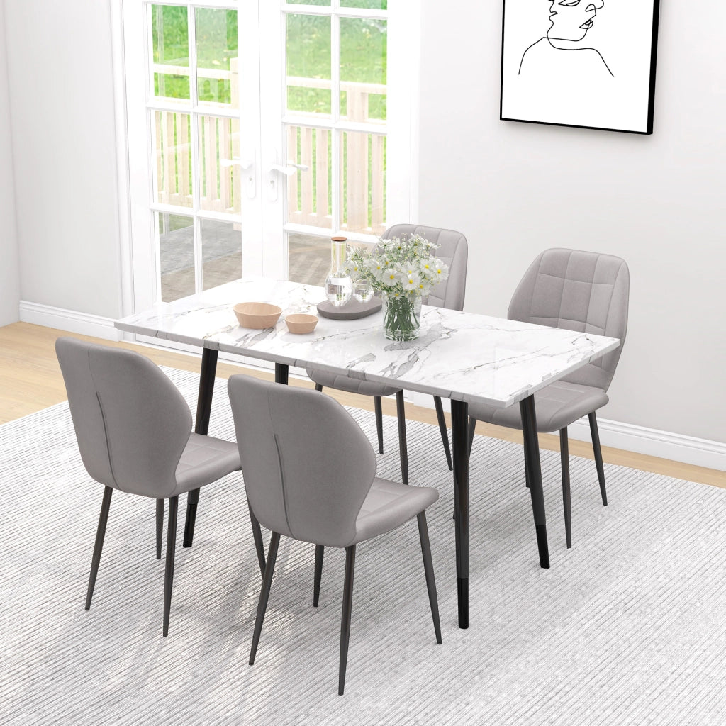 Set 4 Sedie da Pranzo Moderne ¨C Zephmum ¨C Grigio con Rivestimento in Tessuto