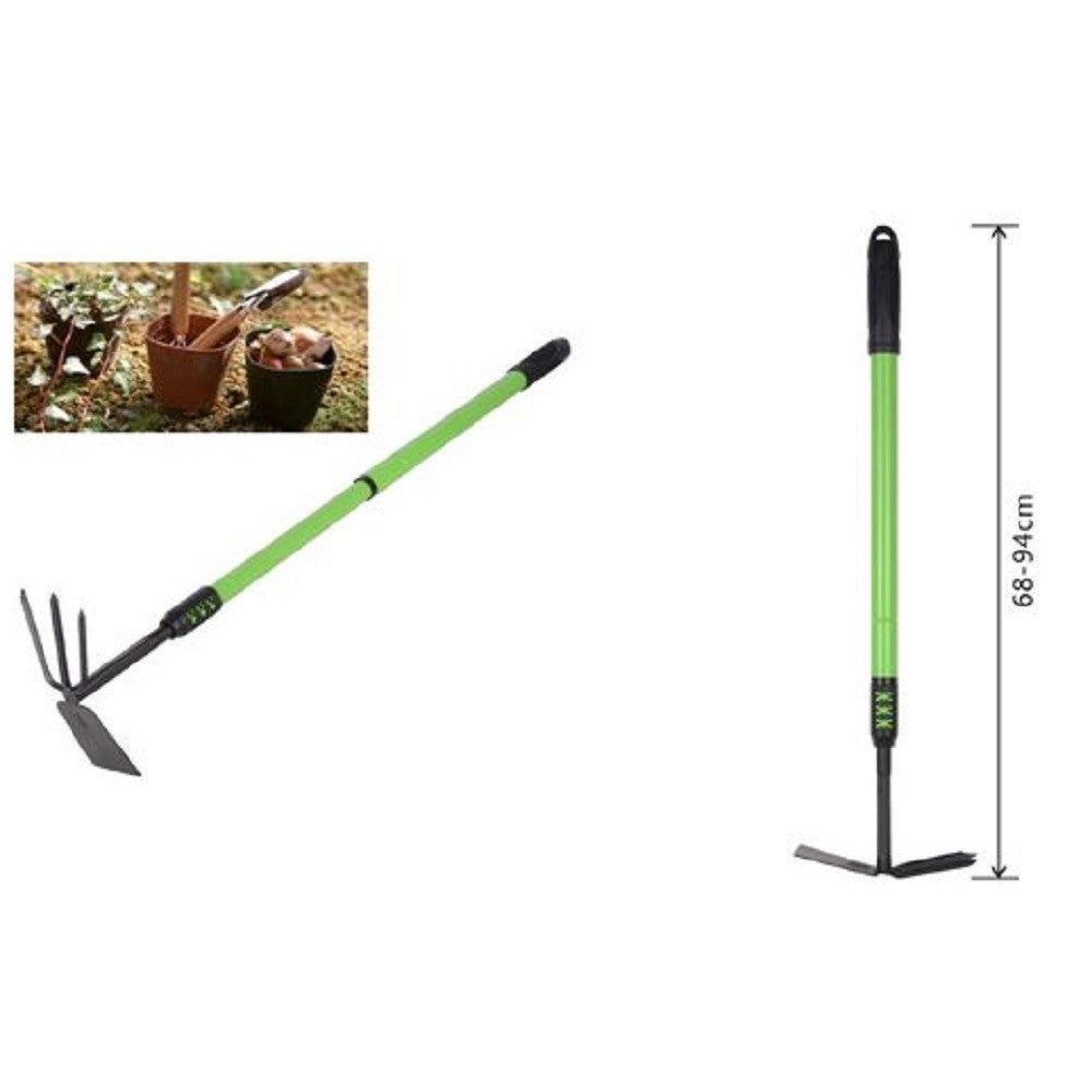 Trade Shop - Zappa Quadra Tridente Doppia Manico Allungabile Attrezzo Giardino 68-94cm 90070 -