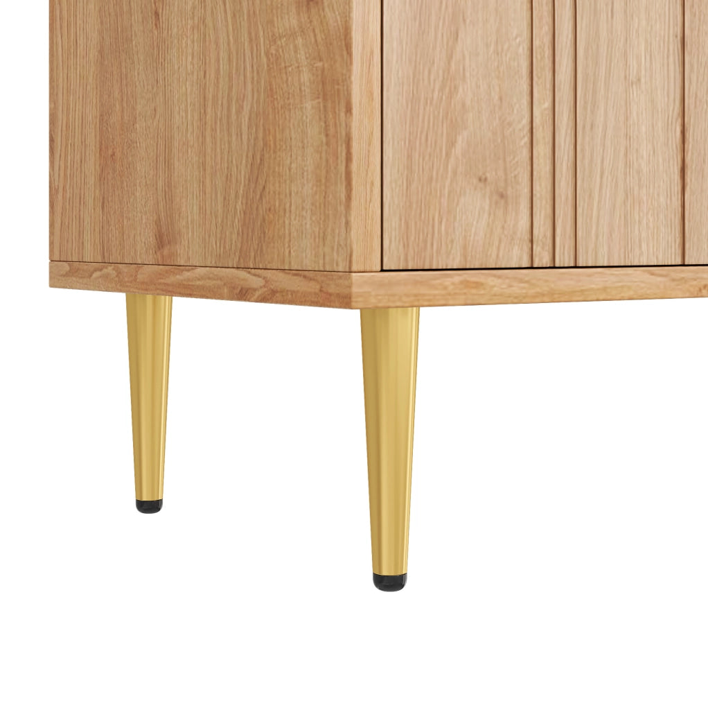 Mobile TV 170x35x47.5 cm con ante scultoree; maniglie in metallo; MDF; naturale