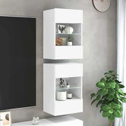 Mobili da parete con luci LED per TV 2pz-Set di 2 Credenza per TV Bianchi 40x30x60,5 cm