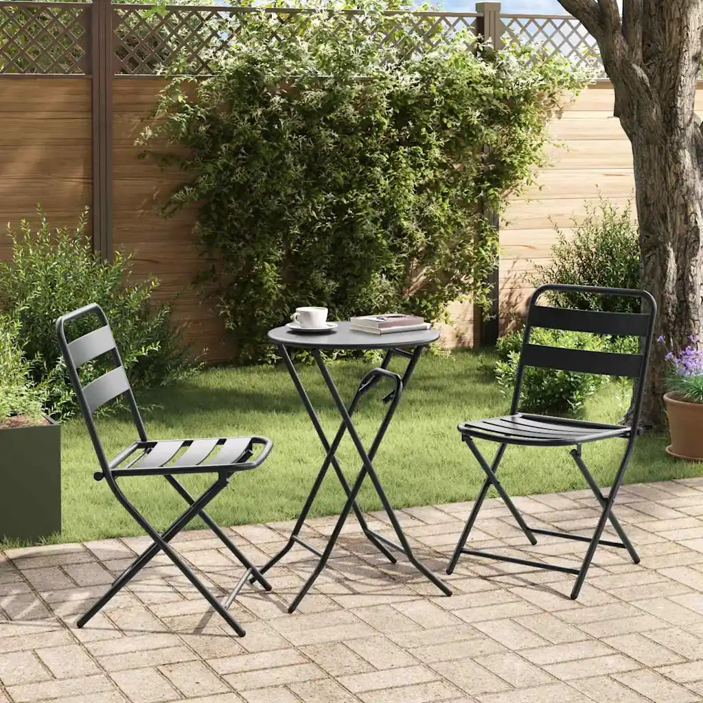 Set Bistro da Giardino 3 pcs Antracite Acciaio